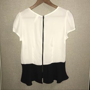 White and Black Peplum Top (Buy 2 $7 item for $10)